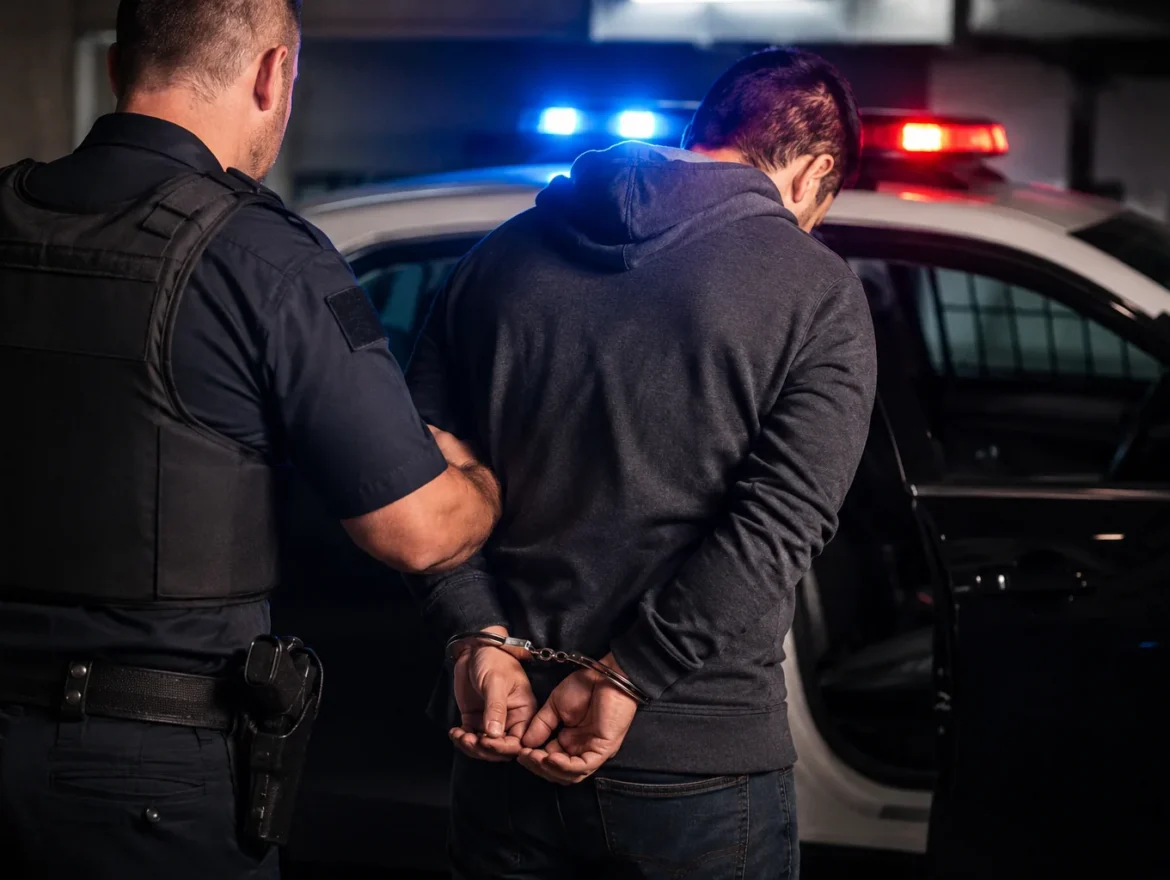 Person being arrested by police in Miami for a criminal defense article