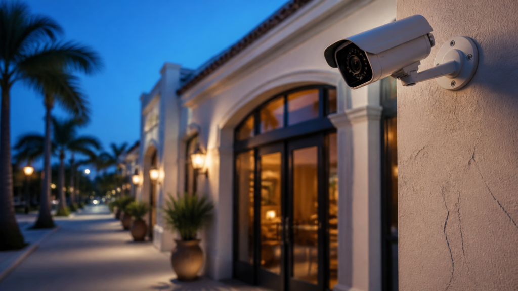 Security camera representing evidence for self-defense in Coral Gables