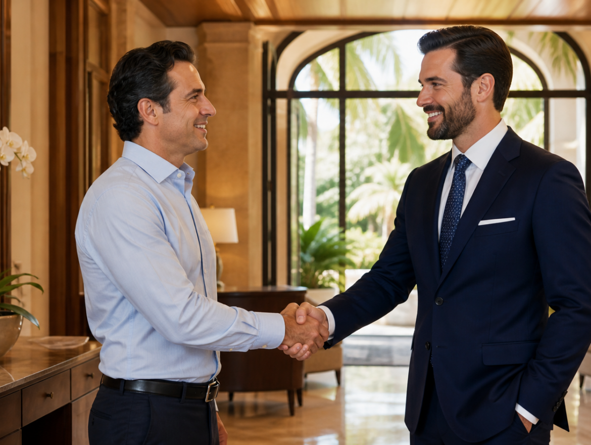 Prospective client meeting a criminal defense attorney in Coral Gables