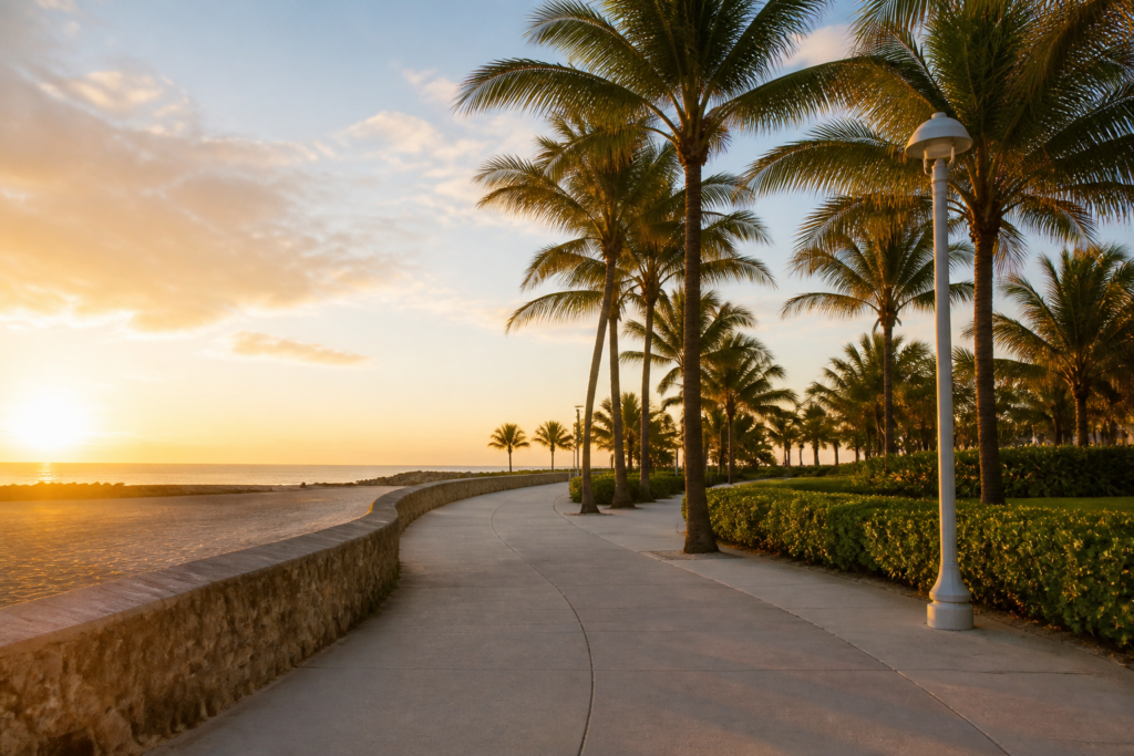 Miami Beach boardwalk representing preparation after a criminal arrest