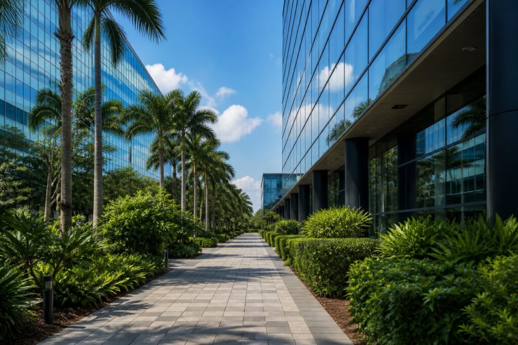 Doral business district representing evidence preservation during a federal investigation