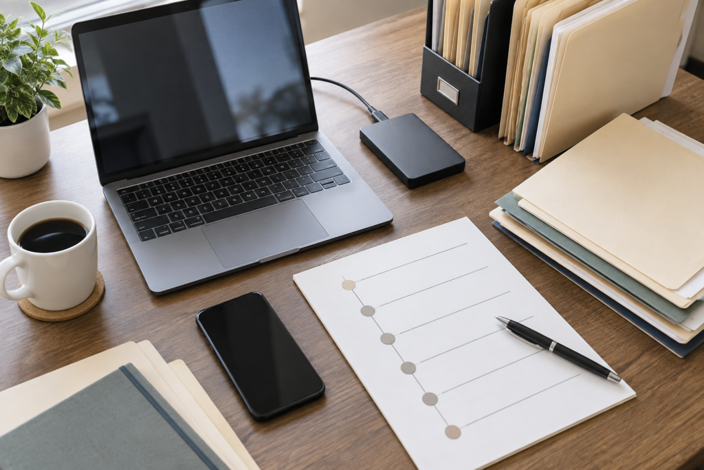 Organized digital devices and records preserved for a federal investigation
