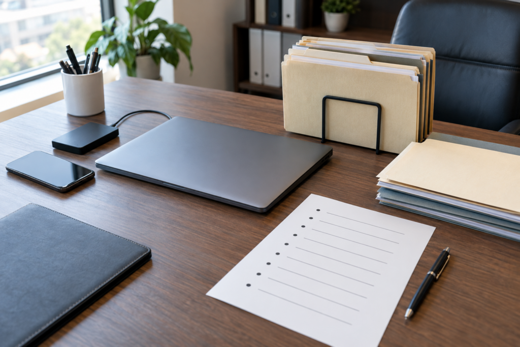 Electronic devices and organized files preserved after a securities fraud accusation